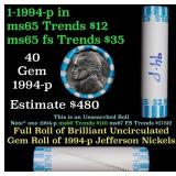 BU Shotgun Jefferson 5c roll, 1994-p 40 pcs Bank $