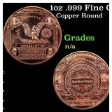 1oz .999 Fine Copper Bullion Round - Silver Certif