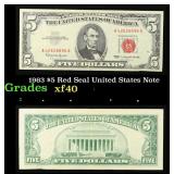 1963 $5 Red Seal United States Note Grades xf