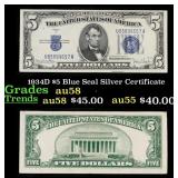1934D $5 Blue Seal Silver Certificate Grades Choic