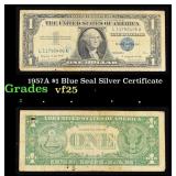 1957A $1 Blue Seal Silver Certificate Grades vf+