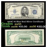 1934C $5 Blue Seal Silver Certificate Grades Choic