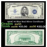1934C $5 Blue Seal Silver Certificate Grades Choic