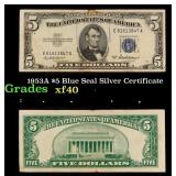 1953A $5 Blue Seal Silver Certificate Grades xf