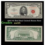 1963 $5 Red Seal United States Note Grades Choice