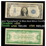 1934 "Funnyback" $1 Blue Seal Silver Certificate G