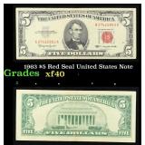 1963 $5 Red Seal United States Note Grades xf