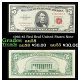 1963 $5 Red Seal United States Note Grades Choice
