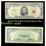 1963 $5 Red Seal United States Note Grades Select