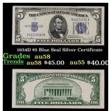 1934D $5 Blue Seal Silver Certificate Grades Choic