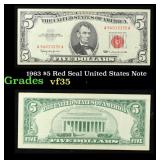 1963 $5 Red Seal United States Note Grades vf++