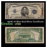 1934C $5 Blue Seal Silver Certificate Grades vf++