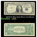 1957B $1 Blue Seal Silver Certificate Grades vf+
