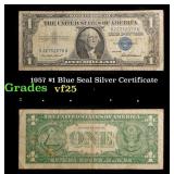 1957 $1 Blue Seal Silver Certificate Grades vf+