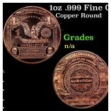 1oz .999 Fine Copper Bullion Round - Silver Certif