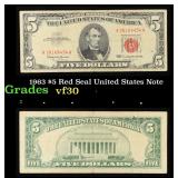 1963 $5 Red Seal United States Note Grades vf++