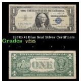 1957B $1 Blue Seal Silver Certificate Grades vf++
