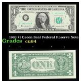 1963 $1 Green Seal Federal Reserve Note Grades Cho