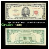 1963 $5 Red Seal United States Note Grades vf++