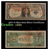 1957 $1 Blue Seal Silver Certificate Grades vf+