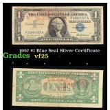 1957 $1 Blue Seal Silver Certificate Grades vf+