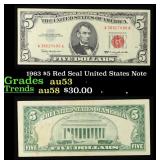 1963 $5 Red Seal United States Note Grades Select