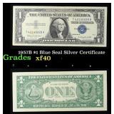 1957B $1 Blue Seal Silver Certificate Grades xf