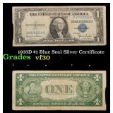 1935D $1 Blue Seal Silver Certificate Grades vf++
