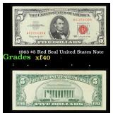 1963 $5 Red Seal United States Note Grades xf