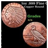 1oz .999 Fine Copper Bullion Round - Incuse Indian