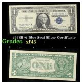 1957B $1 Blue Seal Silver Certificate Grades xf+
