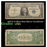 1957A $1 Blue Seal Silver Certificate Grades vf+