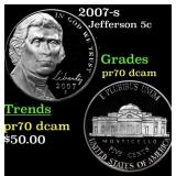 2007-s Proof Jefferson Nickel 5c pr70 dcam SEGS