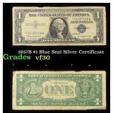 1957B $1 Blue Seal Silver Certificate Grades vf++