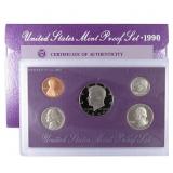 1990 United States Mint Proof Set 5 coins
