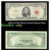 1963 $5 Red Seal United States Note Grades vf++