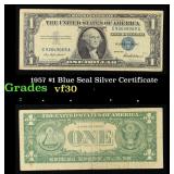 1957 $1 Blue Seal Silver Certificate Grades vf++