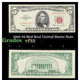 1963 $5 Red Seal United States Note Grades vf++