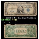 1935D $1 Blue Seal Silver Certificate Grades vf+