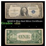 1935D $1 Blue Seal Silver Certificate Grades vf+