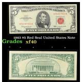 1963 $5 Red Seal United States Note Grades xf