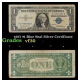 1957 $1 Blue Seal Silver Certificate Grades vf++