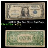 1935D $1 Blue Seal Silver Certificate Grades vf+