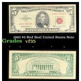 1963 $5 Red Seal United States Note Grades vf++