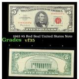 1963 $5 Red Seal United States Note Grades vf++