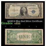 1935E $1 Blue Seal Silver Certificate Grades vf+