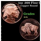 1oz .999 Fine Copper Bullion Round - Buffalo Nicke