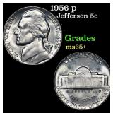 1956-p Jefferson Nickel 5c Grades GEM+ Unc