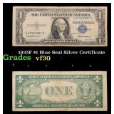 1935F $1 Blue Seal Silver Certificate Grades vf++