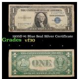 1935D $1 Blue Seal Silver Certificate Grades vf++